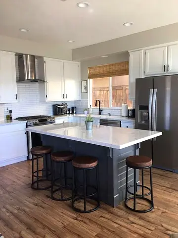 Sleek Kitchen Island with Stools