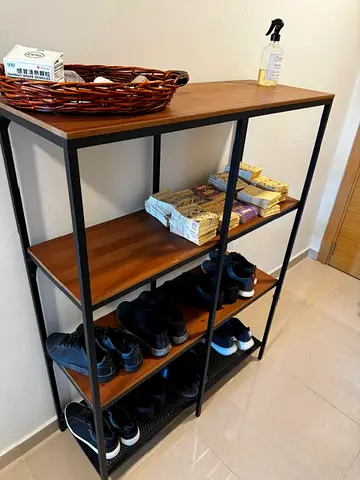 Stylish Shoe Rack with Wooden Shelves