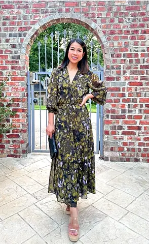 Zara Black Printed Dress With Gold Thread Details