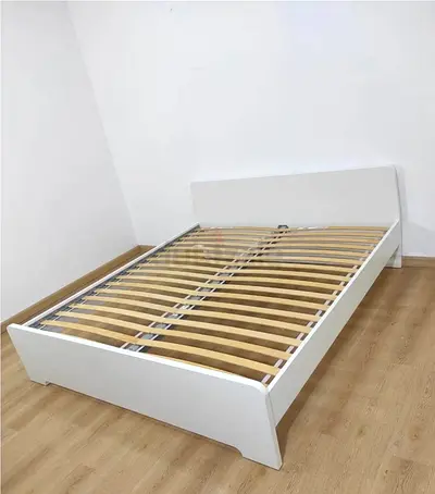 Modern Askvoll White Bed Frame with Slatted Base
