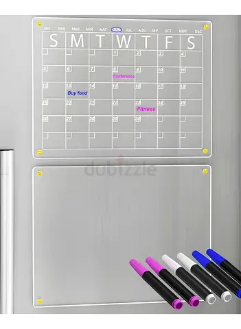 Magnetic wet Erase Calendar Board for Fridge Clear 2 Set Acrylic Calendar Planner Board for Refriger