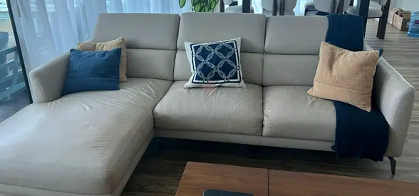 Comfortable L-Shaped Leather Sofa - For Pick Up Only