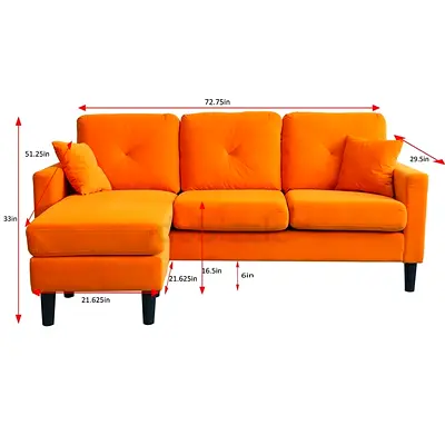 Vibrant Orange L-Shaped Sofa for Sale