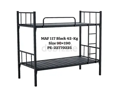 Durable Black Bunk Bed - Size 90x190 cm