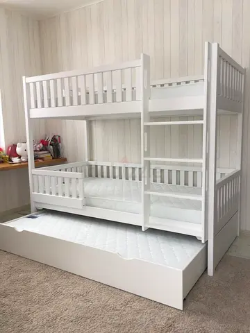 Stylish White Bunk Bed with Storage