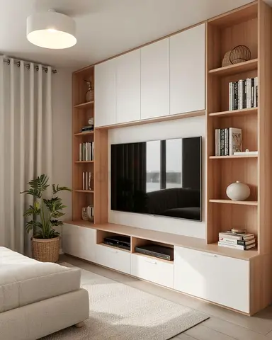 Modern Entertainment Center with Shelves