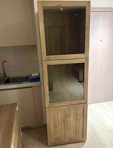 4 modern walnut wall mounted display cabinets units