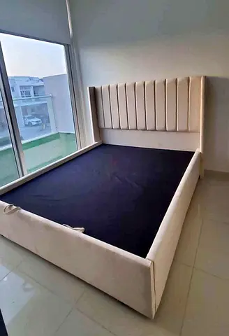 Elegant Upholstered King Size Bed with Storage