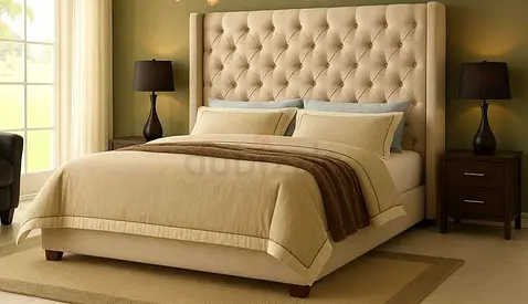 Elegant beige colour 200*200 super  king size bed