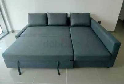 IKEA L Shape Sofa cum bed with big storage and you can fix the storage left or right anyside you wan