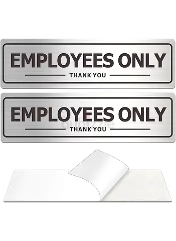 Employees Only Sign for Office Door, Self-Adhesive Aluminum Metal Wall Sign with Strong, Business