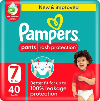 Pampers Rash protection pants diapers with alo vera lotion size 7