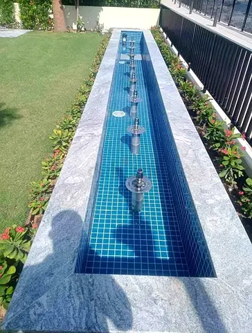 Water fountain and sitting area