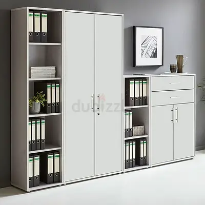 Modern Grey Office Storage Cabinet Set