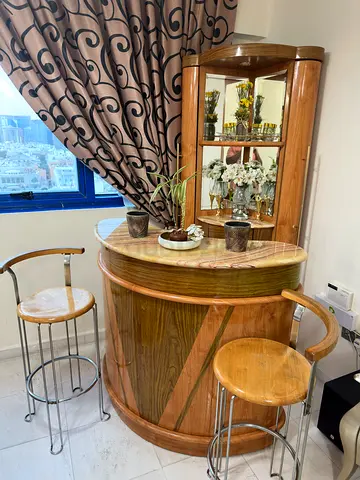 Charming Wooden Bar Table with 2 Stools