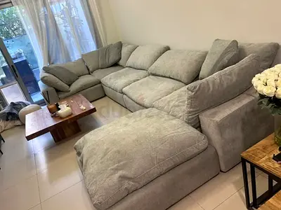 Pan Emirates pianca feather filled sofa with footstool