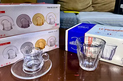 Glass  coffee and tea cups