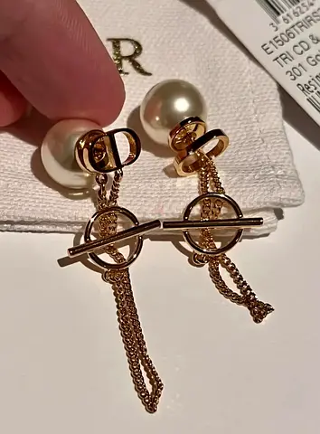 Elegant Dior Pearl Earrings with Unique Design
