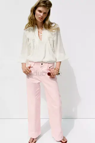 Pink Zara Wide Leg Jeans