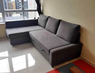 Comfortable Grey Fabric Sofa bed with Storage