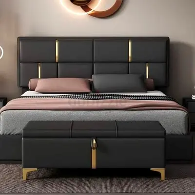 Elegant Modern king size Bed with Storage Bench