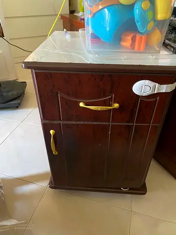 Vintage Wooden Storage Cabinet with Unique Handles