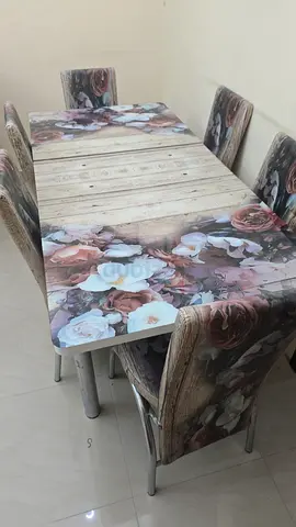 Elegant Dining Table Set with Floral Print