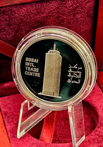 Vintage,Dubai trade centre,silver comemorative coin.
