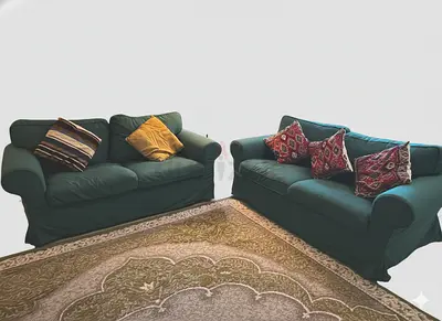Comfortable 2-Seater Sofa Set with Decorative Cushions
