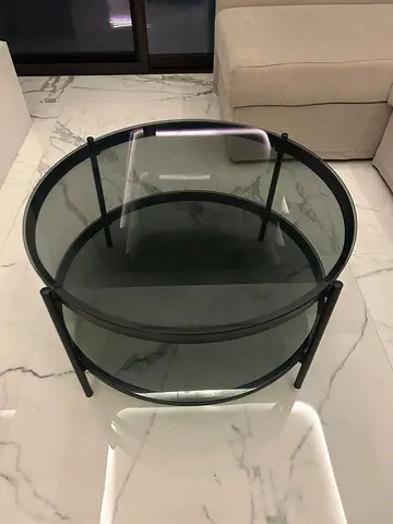 Round coffee table glass  black