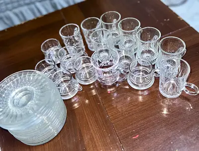 Different coffee small glass cups