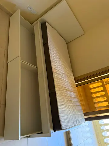 Modern White Bed Frame with Storage