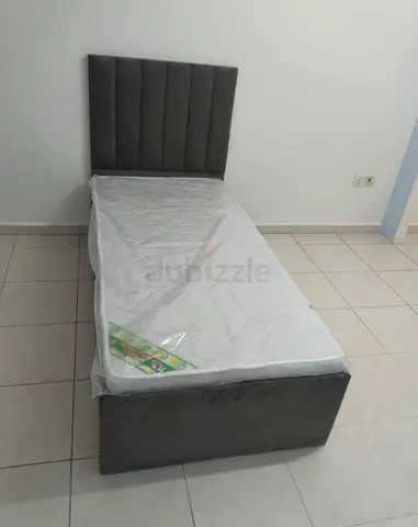Stylish Grey Single Bed Frame with Mattress