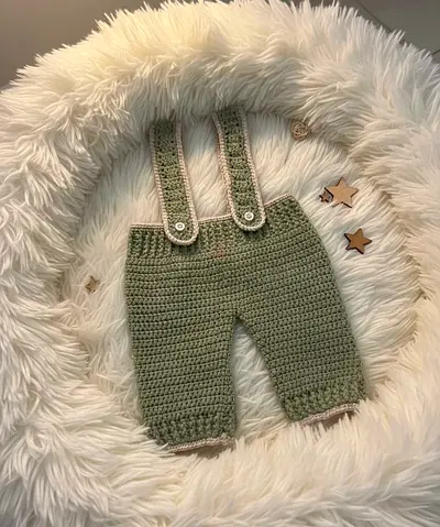 Handmade Crochet Baby Pants with Suspenders