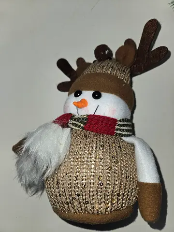 Cute Plush Snowman with Reindeer Antlers Christmas
