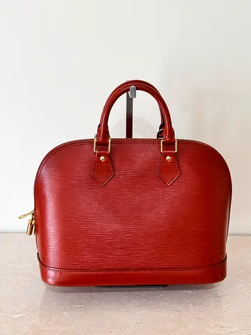 Authentic Louis Vuitton Alma Epi MM Canvas Leather Bag