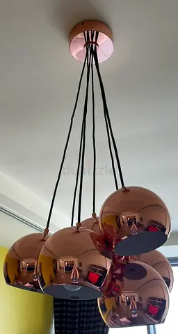 Ceiling Pendant Light with Bronze Glass Shades