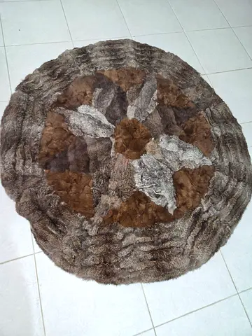 Stylish Round Animal Skin Rug rabbit mince wolf fur original