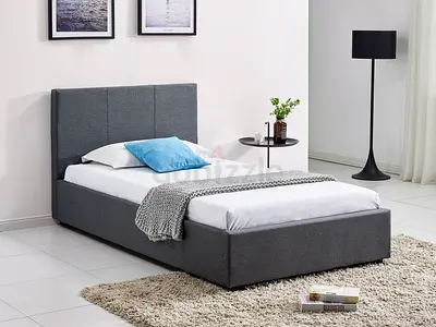 Gray velvet fabric single size bed