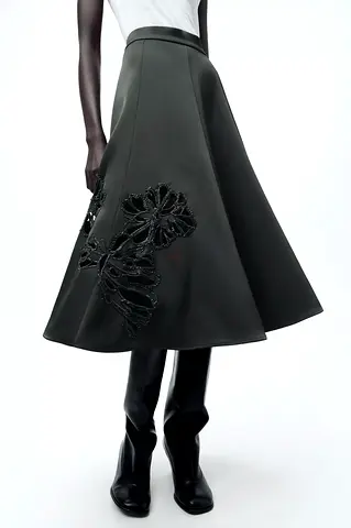 Zara Panel Skirt with Cutwork  Beads Embroidery