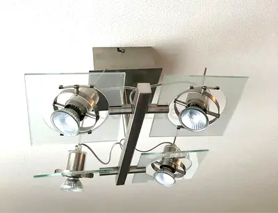 IKEA FUGA 4 PIECES SPOTLIGHT CEILING LAMP GLASS AND METAL GORGEOUS CHANDELIER