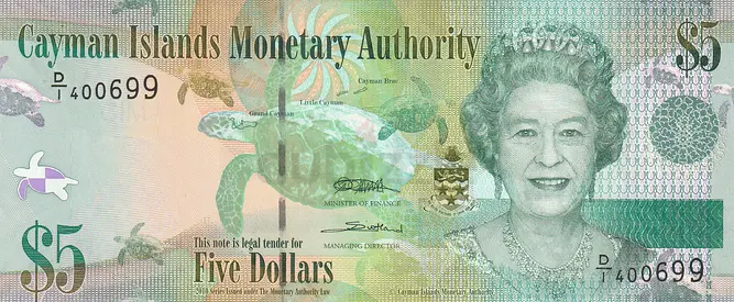 CAYMAN ISLAND 5 DOLLARS BANKNOTE 2010