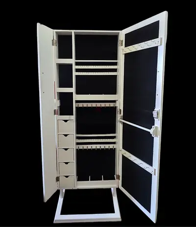 Jewellery cabinet with mirror.