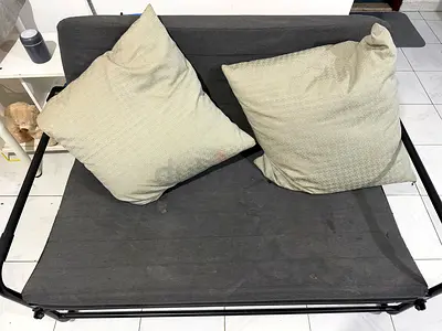 IKEA 3 Seater Double Metal Pull Out Sofa Cum Bed with 2 pillows