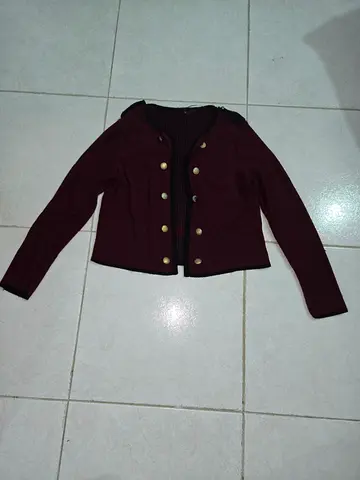 Stylish Burgundy Cardigan with Gold Buttons