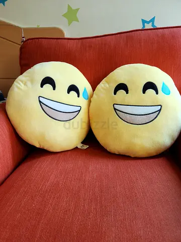 Smiley face cushions. Yellow broght new cosy