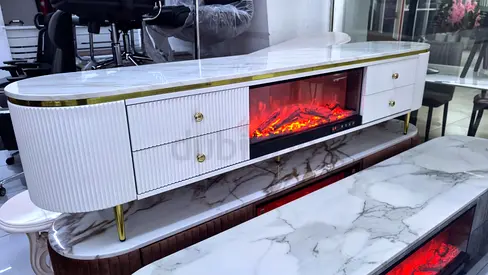 Stylish Modern Entertainment Center with Electric Fireplace