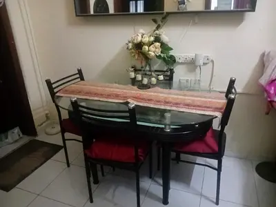 Stylish Glass Dining Table with 4 Comfortable Chairs