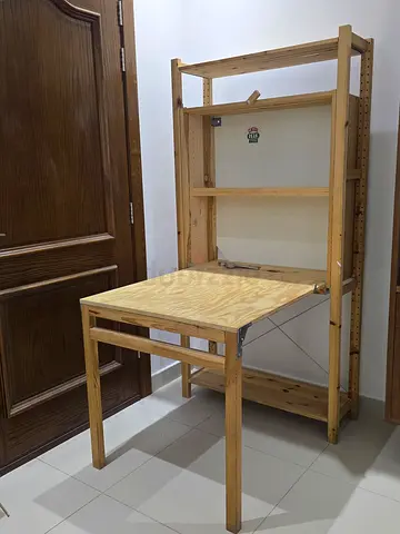 Foldable Wooden Shelf and Table Set