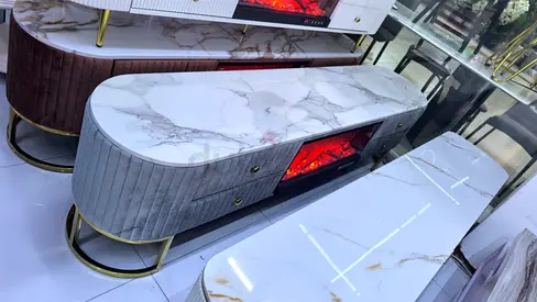 Elegant Marble-Effect Entertainment Unit